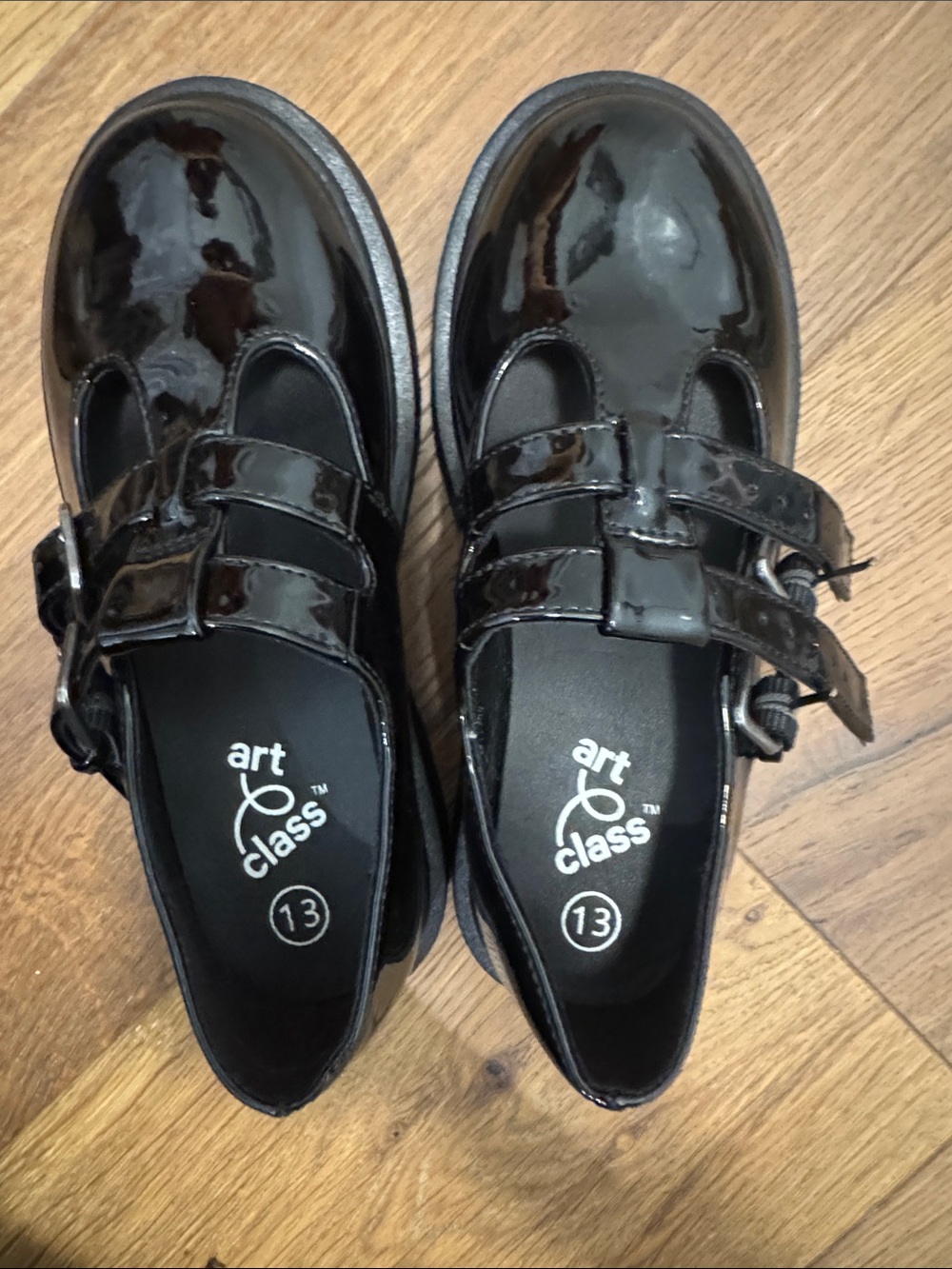 art class Black Patent Double-Strap Mary Jane Kids Shoes